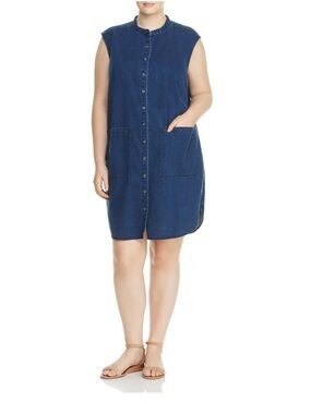 eileen fisher denim shift dress Airy Organic Cotton Twill Shirtdress